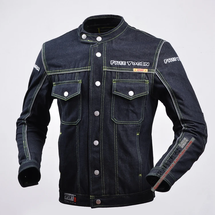 Мотоцикл локомотив с защитное снаряжение со стоячим воротником джинсовый одежда