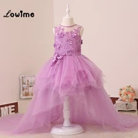 cute lavender high low flower girl dresses tulle puff girl pageant dresses kids evening gowns custom made prom dress for girls