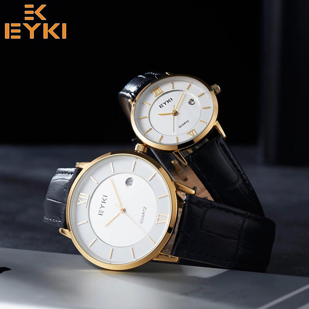 EYKI Fashion Top Brand Mens Women Watches Couple Clock Waterproof Quartz Movement Leather Watch Relogios Masculino Montre Femme | Наручные