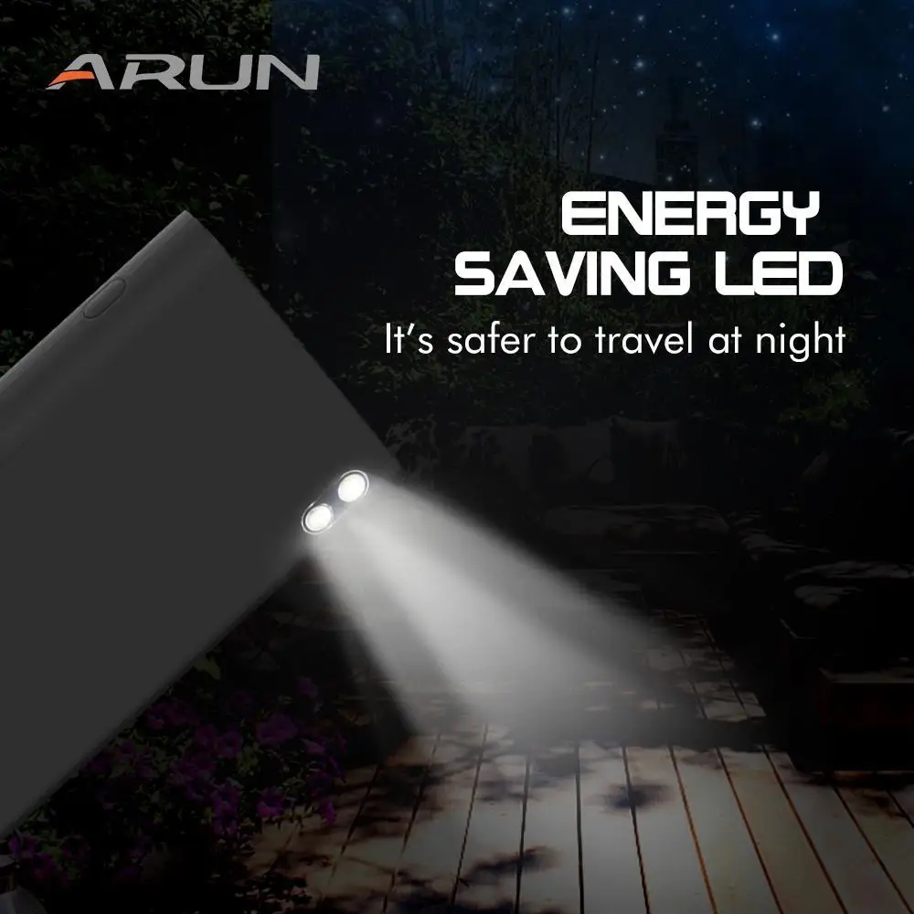 Внешний аккумулятор ARUN 12000 мАч 2 USB светодиодных светильника мини портативный