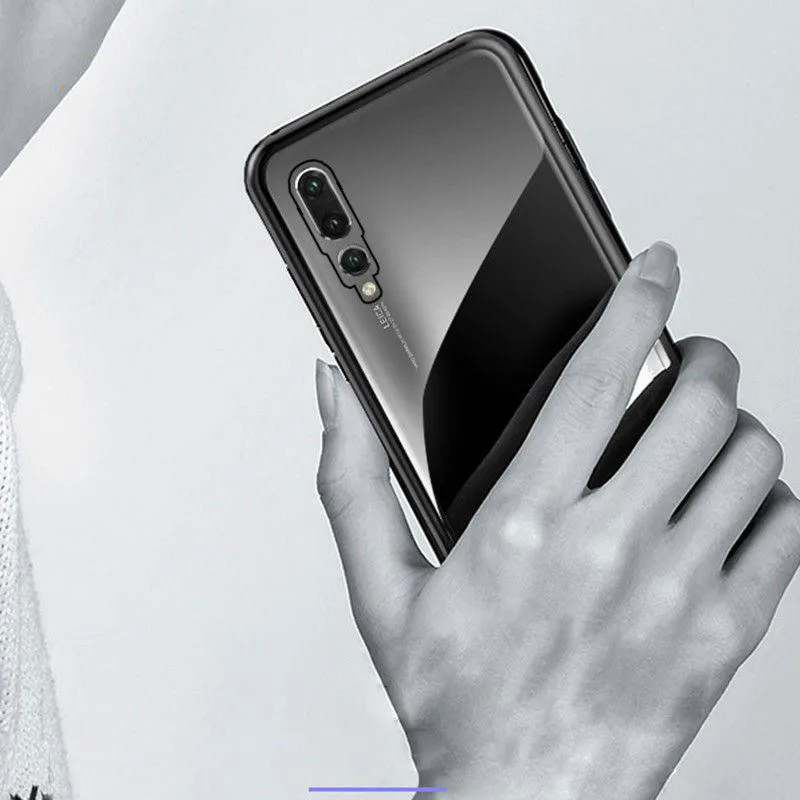 Магнитный чехол Magneto для HuaWei P20 металлический жесткий закаленный стеклянный