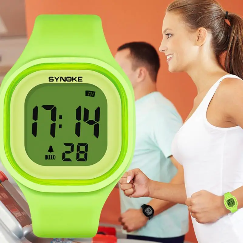 Спортивные светодиодные часы для девочек таймер водонепроницаемые силиконовые