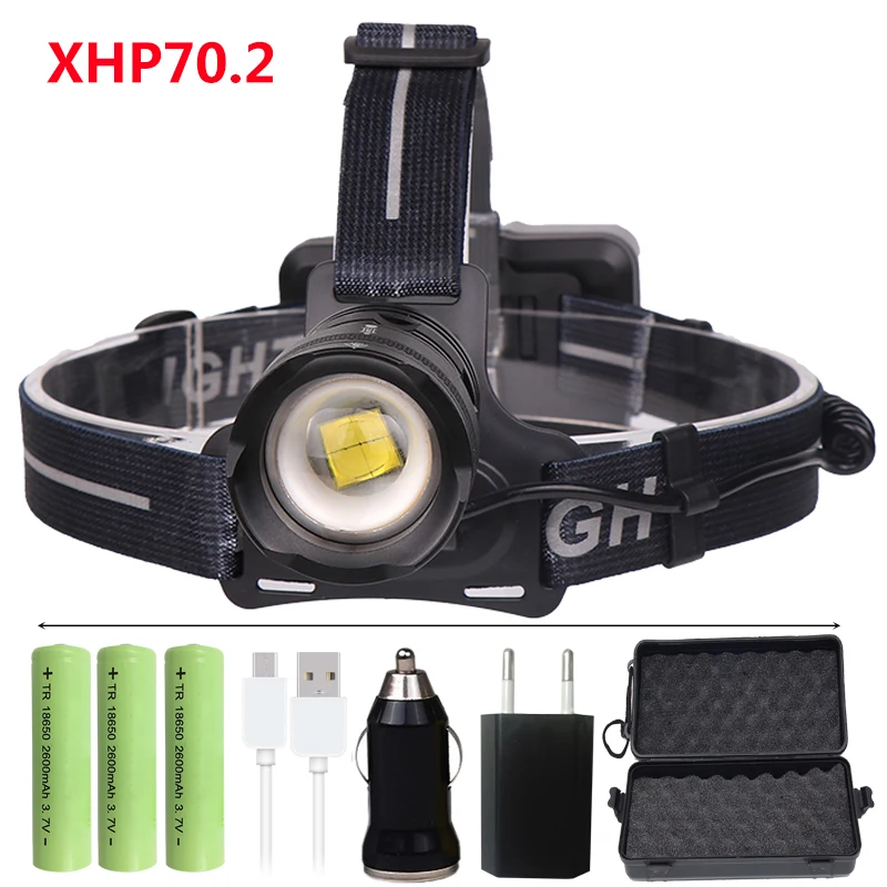 Yunmai XHP70.2 Мощный светодиодный налобный фонарь, налобный фонарь для рыбалки, 4292 люмен, 3 режима, масштабируемый Головной фонарь, фонарик, налобный фонарь, 18650 - Испускаемый цвет: Option H