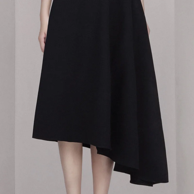 Женское офисное платье-трапеция Max Spri элегантное черное платье средней длины без