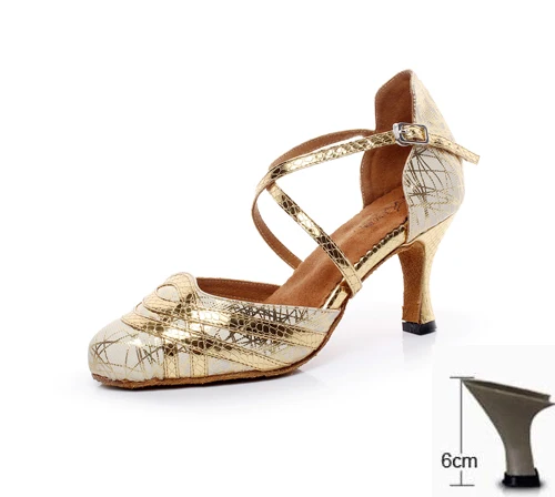 Gold heel 60mm Женская обувь для латинских бальных танцев женские туфли на высоком каблуке 5/6/7,5 см Сальса обувь Женский Самба Танго Обувь для танцев социальная обувь для вечеринок 1692 - Цвет: Gold heel 60mm