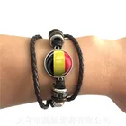 Регулируемый кожаный браслет со стеклянным куполом 20 мм, для Бельгии, Бразилии, Мексики, Марокко, Хорватии, Кореи, Коста-Рики, футбола логотип национального флага
