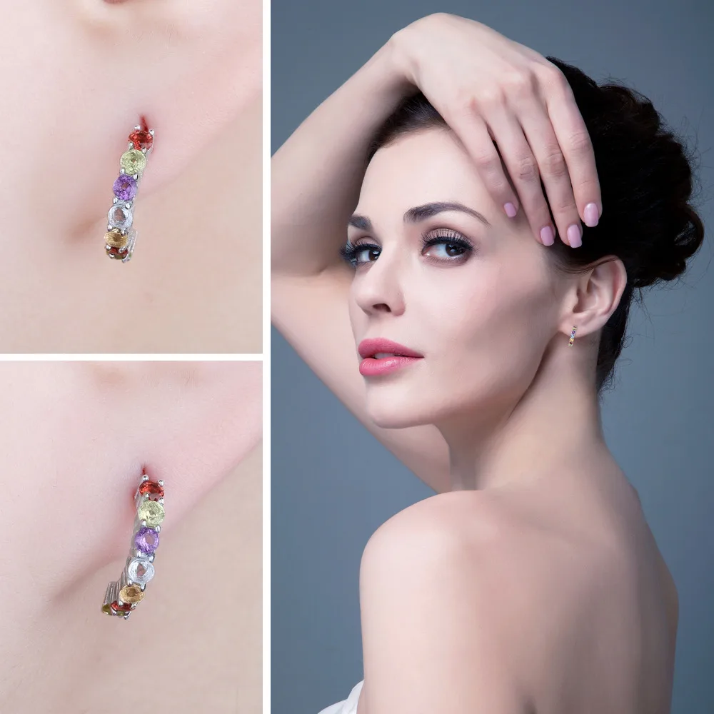 Jewelrypalace 0.7ct многоцветный Природный аметист цитрин гранат перидот голубой топаз
