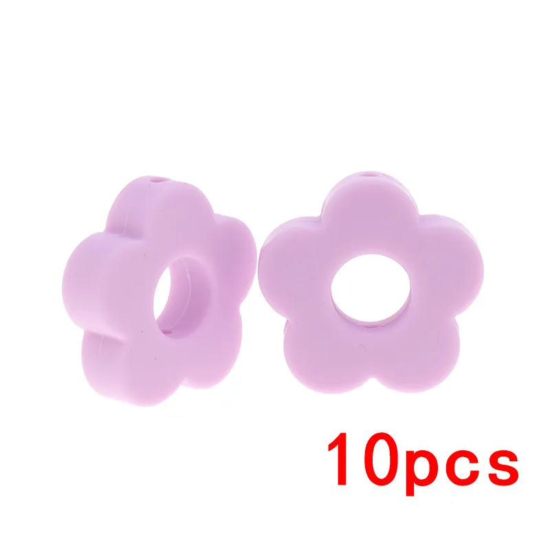 sweet Lilac36 10 шт. Детские Жевательные силиконовые бусины цветок DIY Детские Прорезыватели для зубов Бабочка ожерелье без БФА DIY держатель для соски аксессуары - Цвет: sweet Lilac36