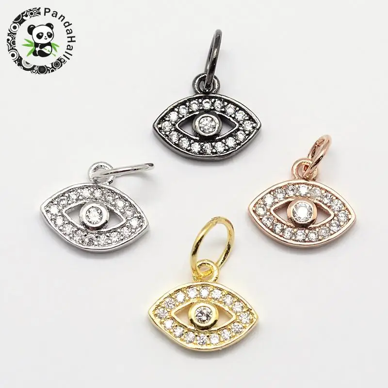Латунные подвески с фианитами 10 шт микрозакрепкой турецкий глаз для