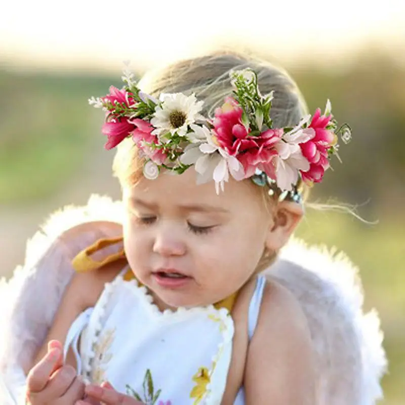 

Baby Accessories Girls Flower Crown Headband for Wedding Party Hair Band Accessories Princess Tiara Kids Headwear