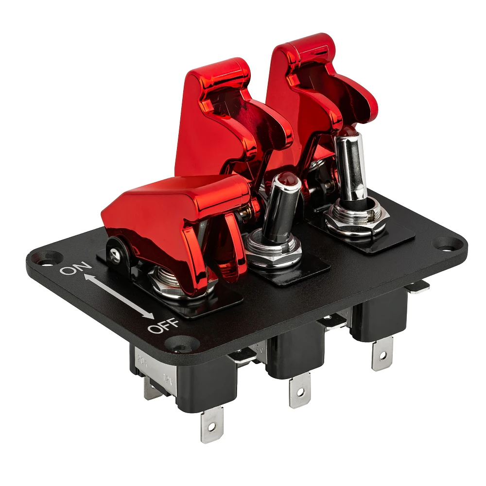 DC12V 20A Toggle Switch Panel Carbon Fiber& Red& Blue Racing Car Switch Panel for Racing Car with cable