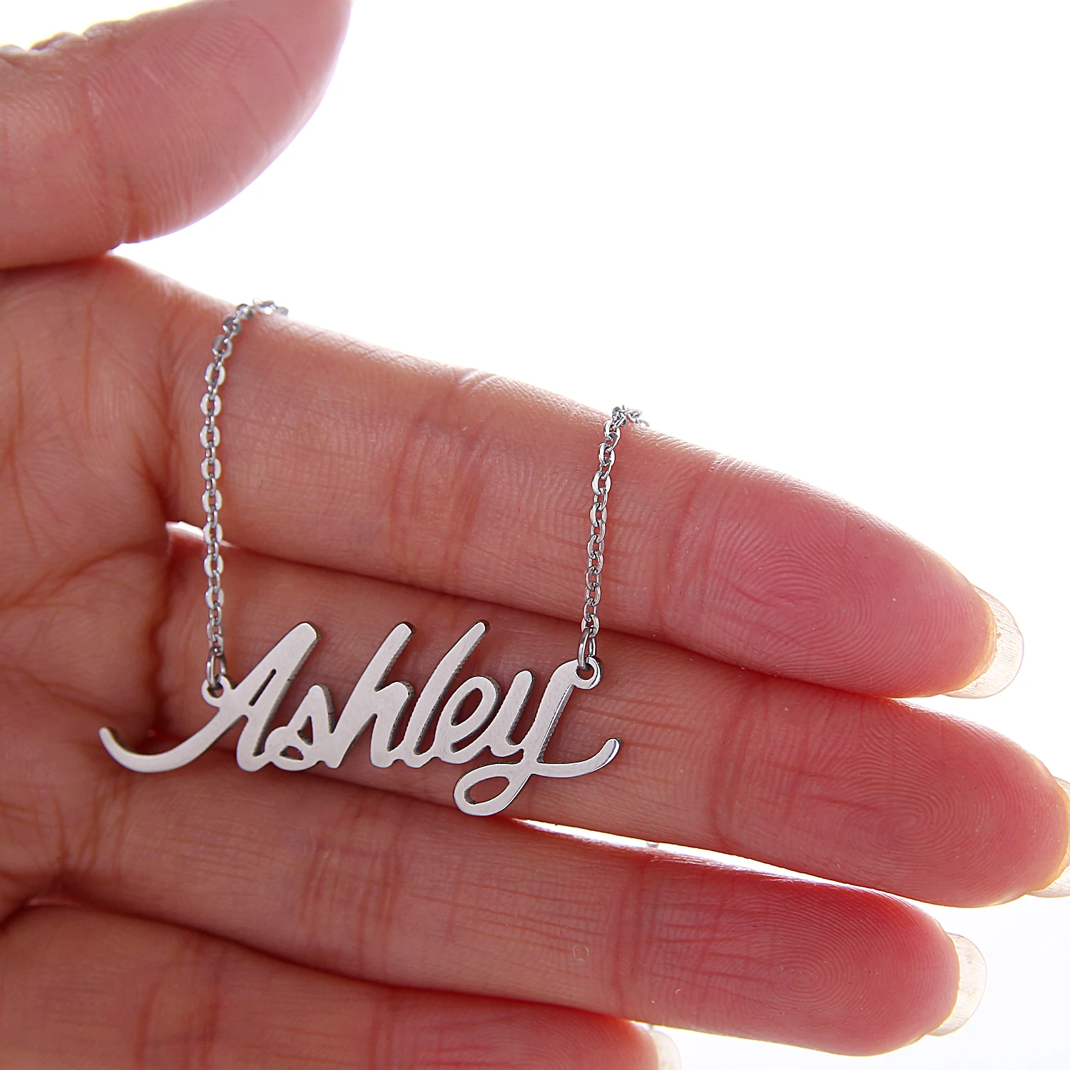 Модные Нержавеющая сталь имя Цепочки и ожерелья + Браслет &quotAshley&quot сценарий
