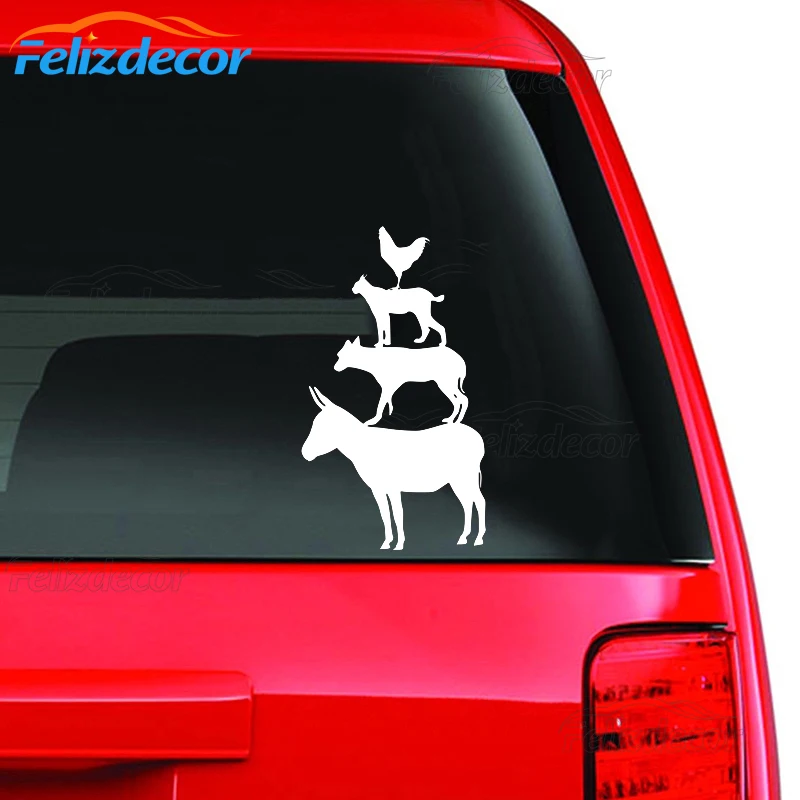 Высокий стикер 15*26 см автомобильная наклейка с изображением четырех животных