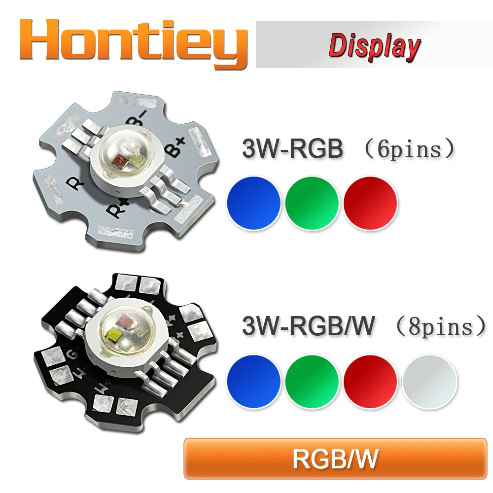 Hontiey 3 Вт RGB светодиодный красный зеленый сине-белые высокое Мощность лампа 4/6/8