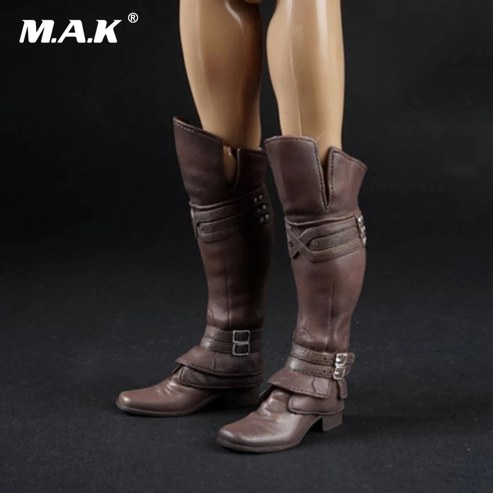 

1/6 Scale Male Long Boots Shoes Model with Feet fit For 12" Male Bodies Collections Toys