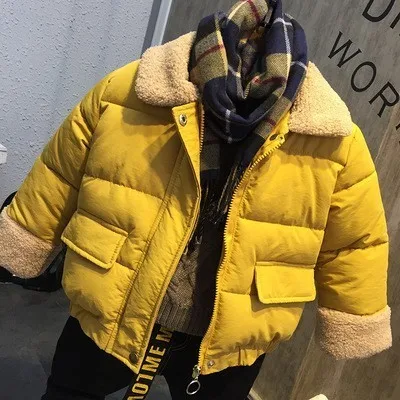Yellow coat Зимние комплекты одежды для детей теплая куртка на пуху, плотные рубашки с буквенным принтом штаны с эластичной резинкой на талии костюмы для маленьких мальчиков, 3 предмета, 4, 5, 6, 7 лет - Цвет: Yellow coat
