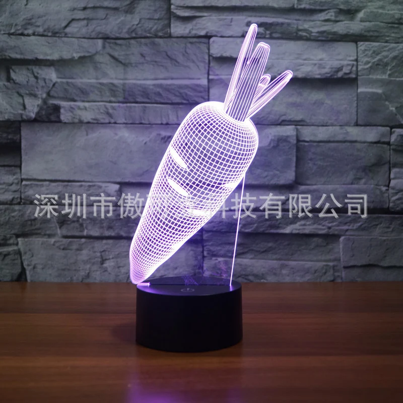 

2017 hot sale carrots 3D LED light colorful visual touch Atmosphere gift USB boxed
