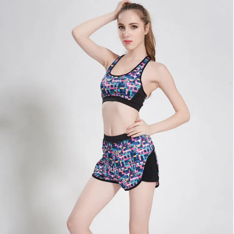 Женская спортивная одежда спортивные бюстгальтеры и шорты комплекты спортивной