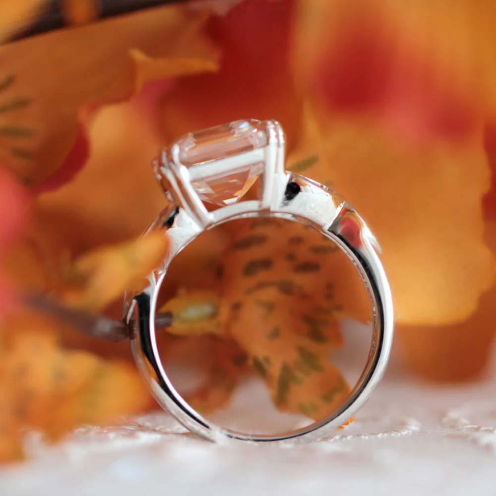 Asscher Cut 14k белое золото 3ctw DF обручальное кольцо свадьба лаборатория разросший