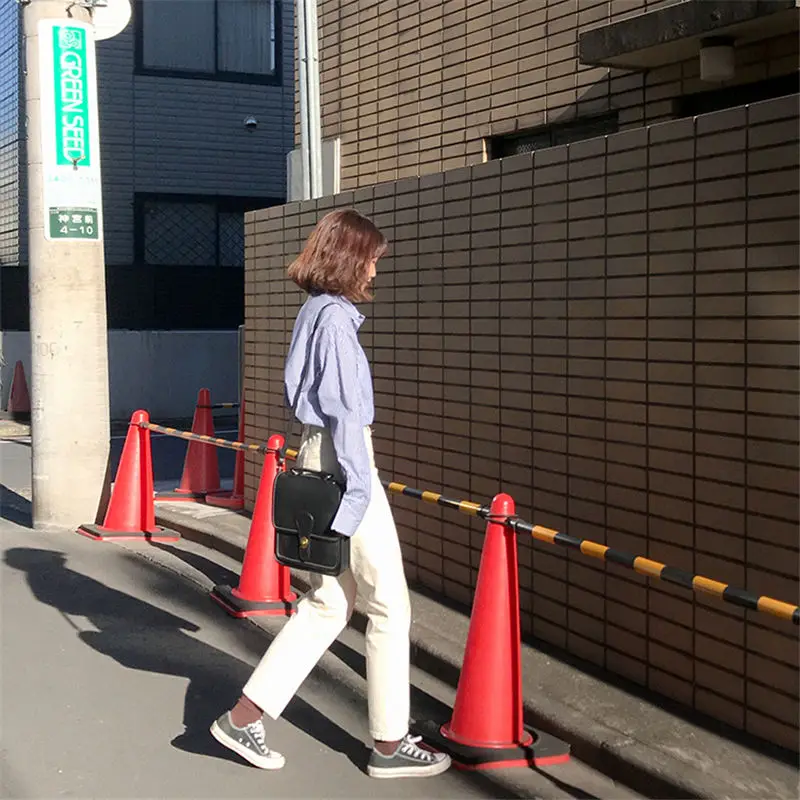 Женские блузки с отложным воротником Hzirip повседневные свободные рубашки в синюю