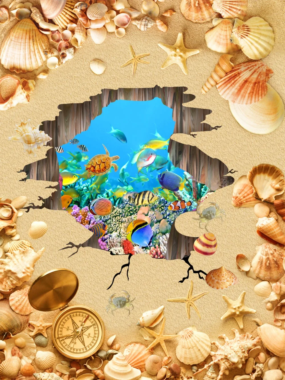 Пользовательские 3d фото занавески раковина пляжные шторы для гостиной pour салона