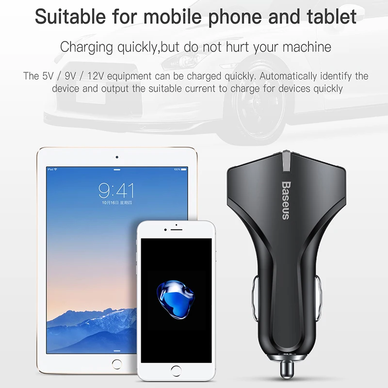 Baseus Quick Charge 3,0 двойной зарядное устройство USB QC QC3.0 Turbo быстрый автомобиль зарядки мобильного телефона Зарядное устройство для iPhone XS Max samsung S10