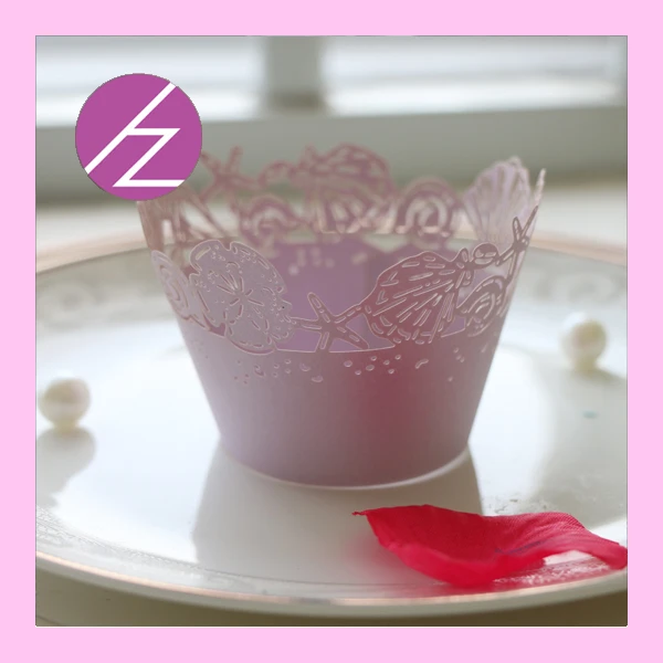 

100pcs cupcake decoration sea theme wedding party baby shower decoration cupcake liner topper laser cut shell and seastar DG-6
