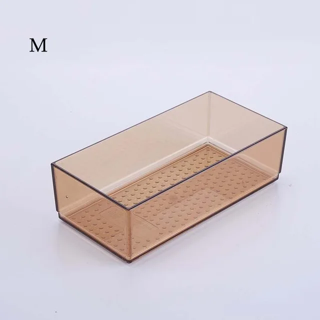 brown size M Органайзер для кухонного ящика, пластиковая домашняя настольная разделительная посуда, органайзер для косметики, коробка для хранения косметики, принадлежности для ванной комнаты, чехол - Цвет: brown size M