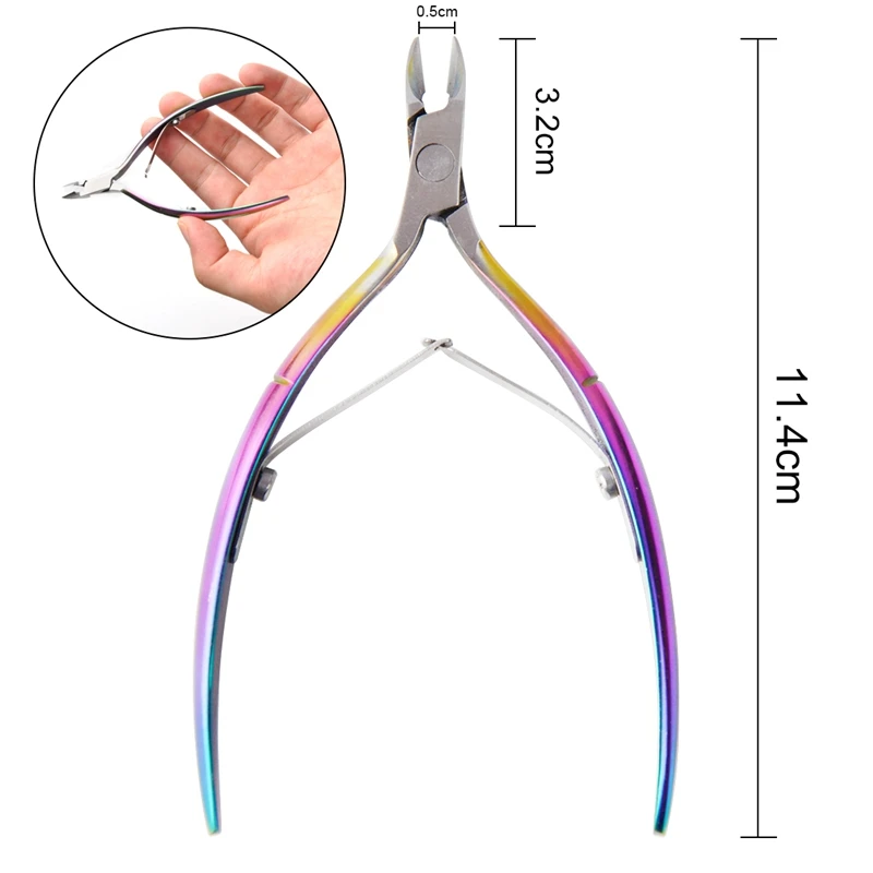 1pcs Cuticle Tool 2 Biutee Радужный Хамелеон для маникюра кутикулы кусачки для кутикулы из нержавеющей стали Радужный Пинцет клипер для удаления омертвевшей кожи ножницы - Цвет: 1pcs Cuticle Tool 2