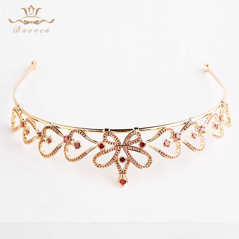 Bavoen высококачественные циркониевые тиары для невесты короны с красным