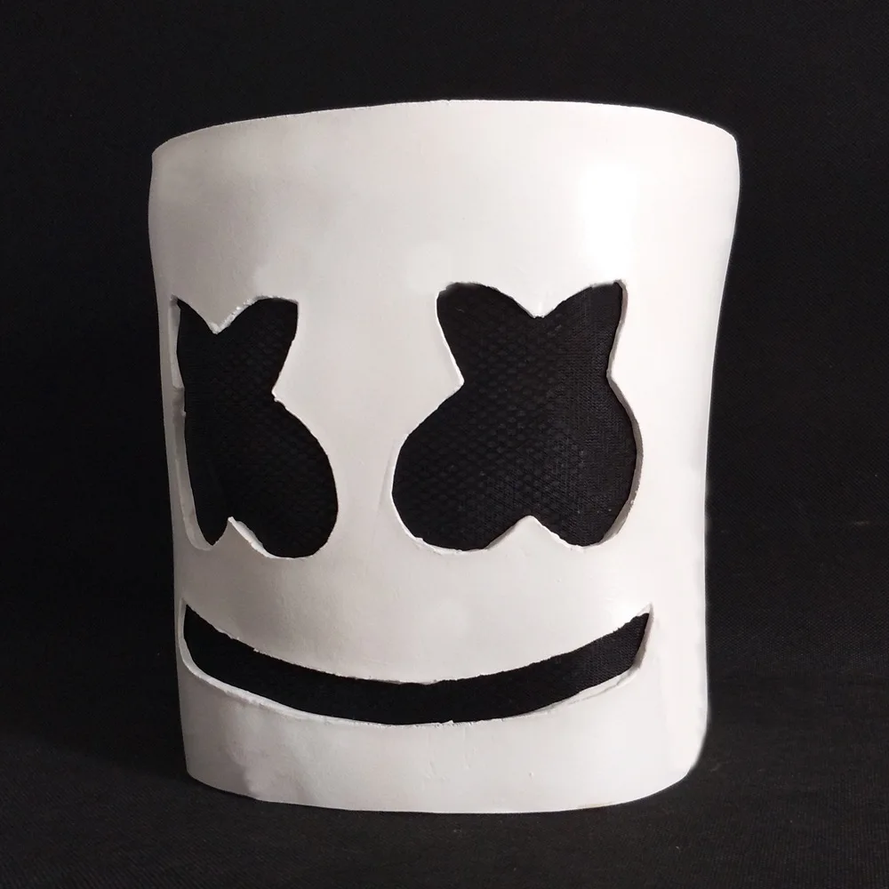 DJ Marshmello Cos Горячая dj латексная маска для косплея головной убор Хэллоуин Косплей Взрослый Cos Аксессуар Белый Черный глаза свободный размер