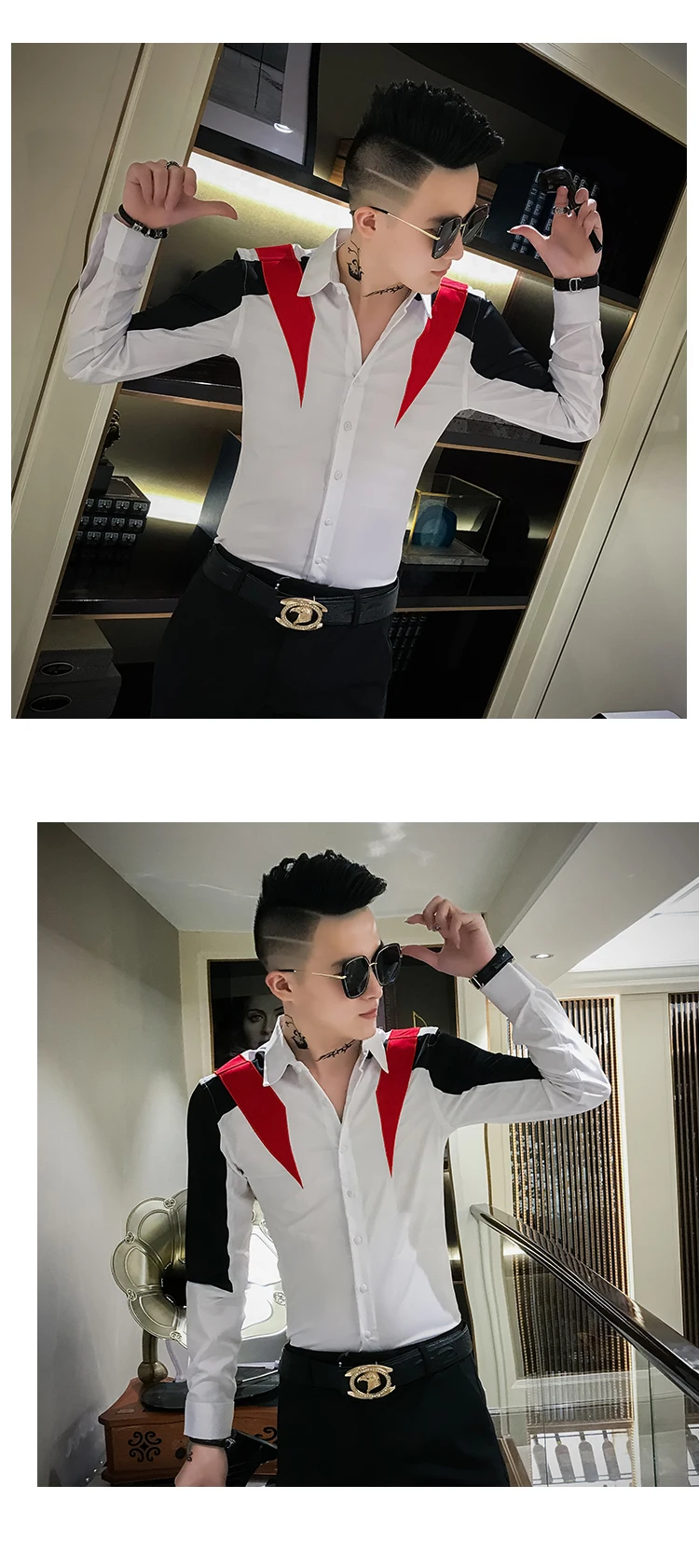 Высокое качество Chemise Homme новая брендовая рубашка-смокинг с длинным рукавом Лоскутная цветная уличная рубашка мужская приталенная Повседневная рубашка рубашки