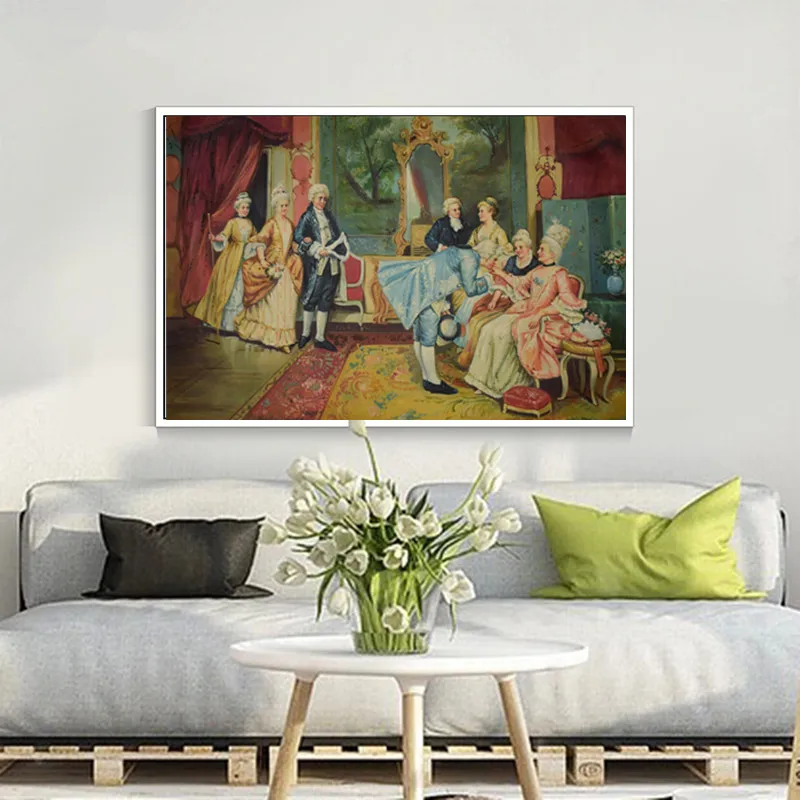

Hand painted oil painting on canvas European Court figure painting for dining-room living room Wall decoration picture