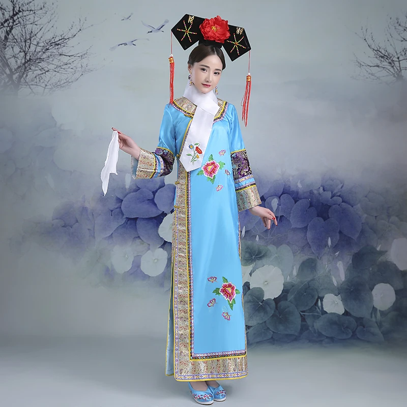 5 цветов Вышивка девушка Принцесса Династии Цин женский Костюм Hanfu древний суд платье для косплей сценическое - Цвет: see chart