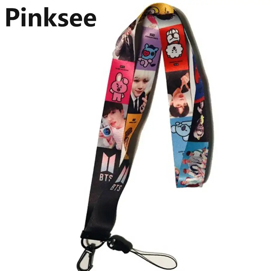 Шампанское Kpop Черный Розовый Bangtan брелок для мальчиков Lanyard LISA JENNIE Рисунок брелок Брелок для телефона Ремешок Модные вентиляторы ювелирные аксессуары - Цвет: Шампанское