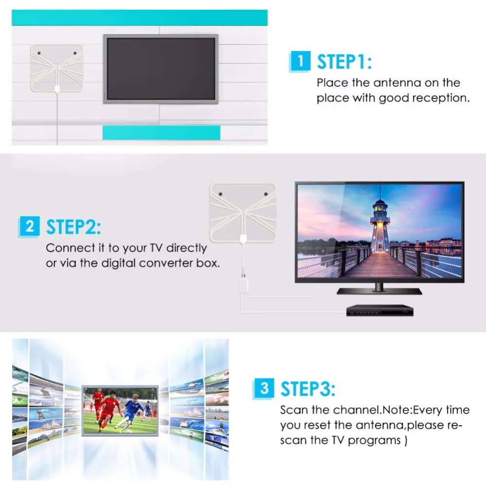 SOONHUA 4K HD Внутренняя цифровая ТВ антенна с белыми антеннами усилитель телевизионная антена с HD спутниковым приемником для VHF UHF DVB-T2