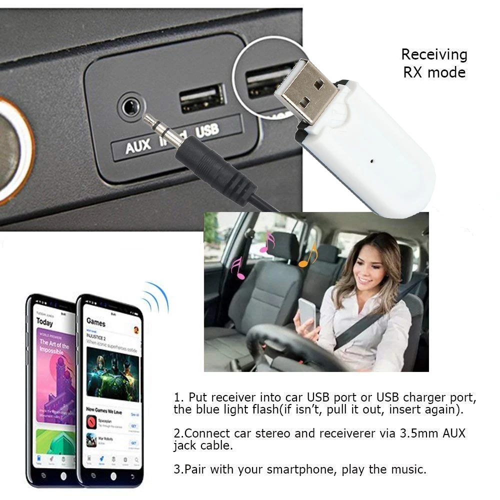 Kebidu USB беспроводной Bluetooth 4 0 музыкальный аудио стерео приемник 3 5 мм адаптер ключ