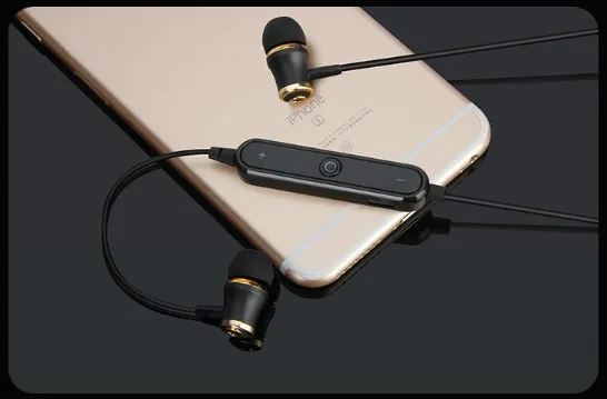 Спортивный Беспроводной Bluetooth4.1 наушники бас стерео бег Внутриканальные наушники с защитой от пота с микрофоном для IOS android телефон - Цвет: Черный