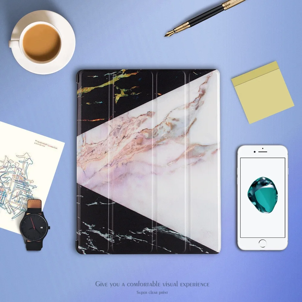Мраморный стильный Магнитный Флип мягкий черный чехол для iPad 2/3/4 Air Air2 Mini 1 2 3 4 Trifold
