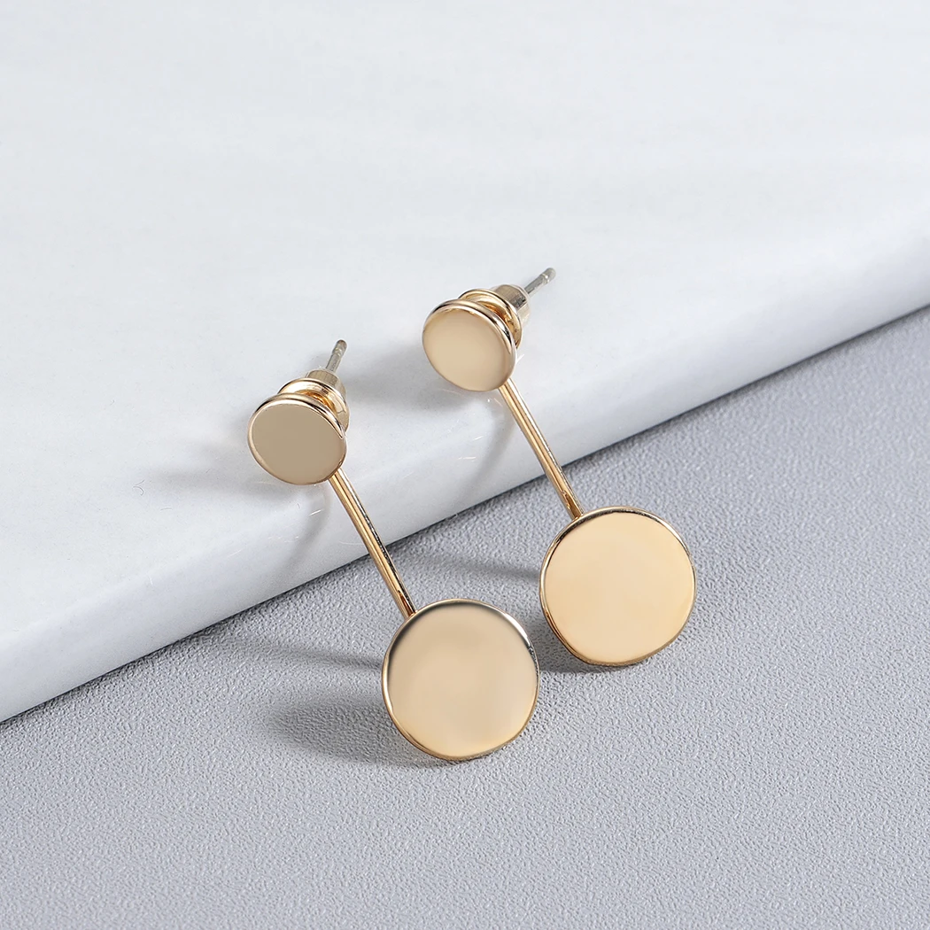 Женские Геометрические серьги-гвоздики Kinitial с двойным Круглым Диском спереди и