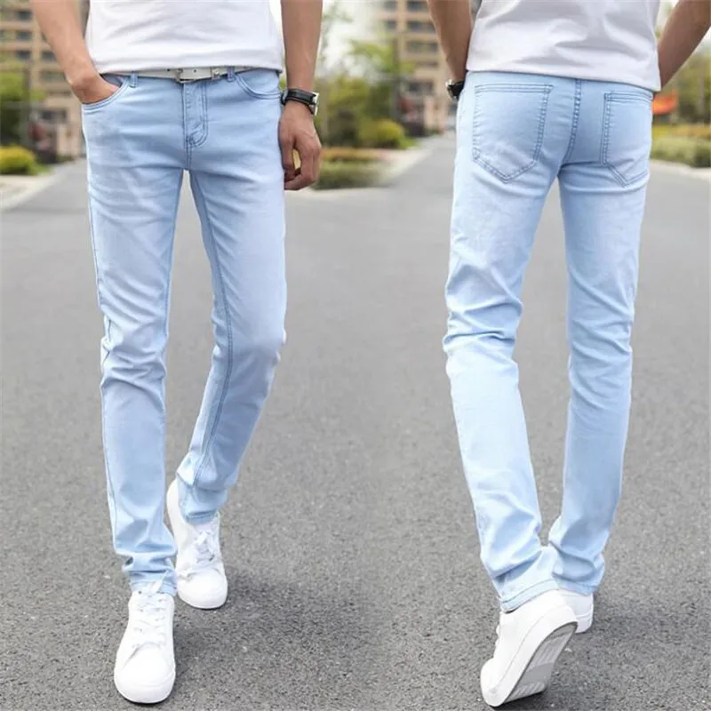 Hot Sale Men's Denim Cheap Jeans Slim Fit Men Pants Stretch Light Blue Trousers High Quality Casual Fashion Cow Boy Male | Мужская