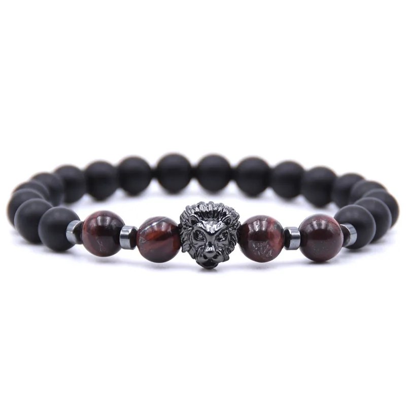Lion Head Natural Weathering  Volcanic Stone Beads Bracelet Man Fashion Women  Gift For   Bracelets