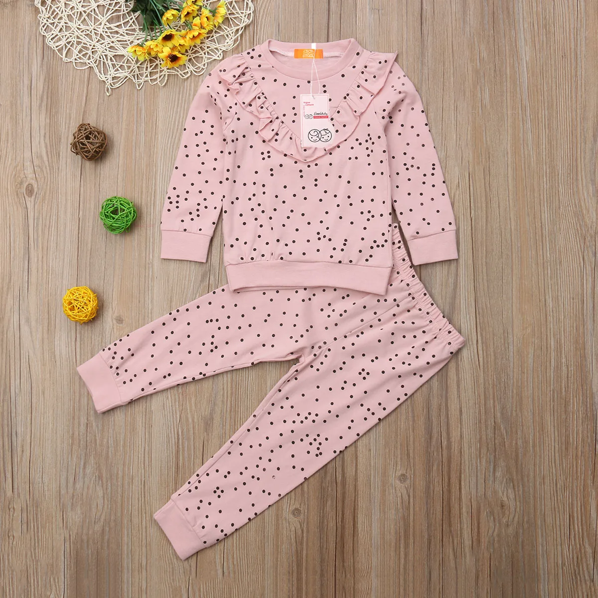 Комплект из 2 предметов для малышей одежда маленьких девочек в горошек топы с