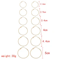 6 pairsset fashion girls big circle hoop earrings women punk style simple round clip earing female jewelry party gifts