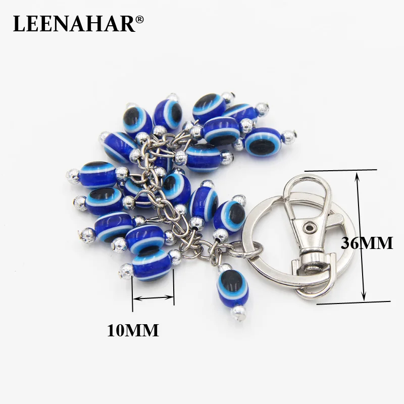 LEENAHAR 1PC синий греческий Злой Глаз брелок для ключей с бусинами Смола турецкий