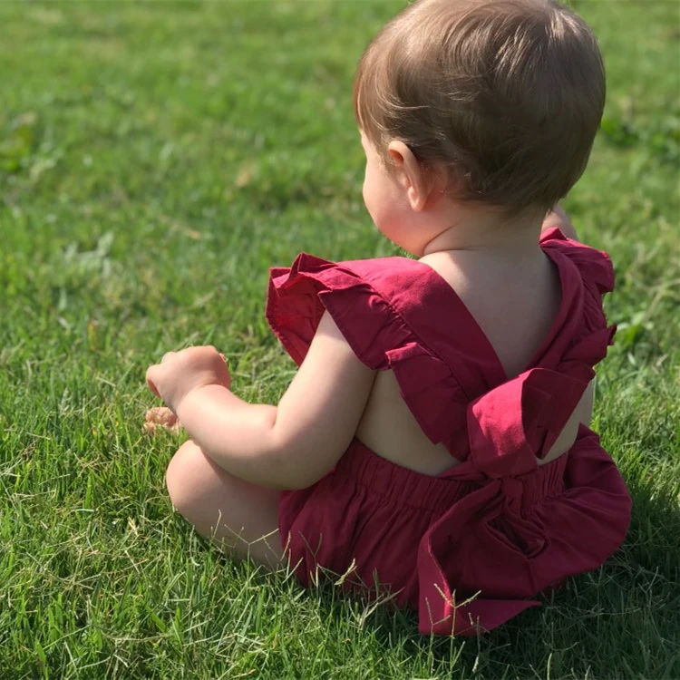 Однотонные боди с оборками для новорожденных девочек 4 цвета пляжный костюм