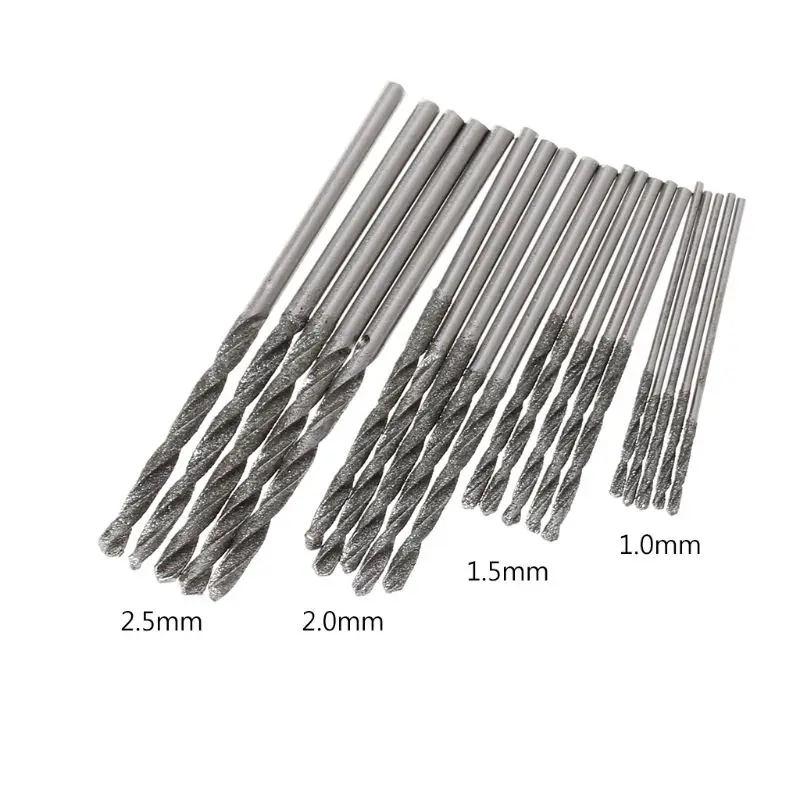 

20Pcs 1mm 1.5mm 2mm 2.5mm Diamond Coated Twist Drill Bits Set For Glass Soft Metal Tile Stone