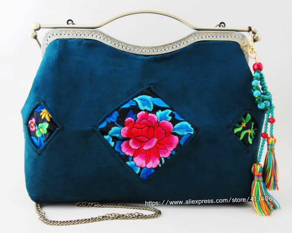 Handmade Tribal Vintage Hmong Ethnic Boho hippie ethnic tote bag handbags Velvet clutch SYS-1022 | Багаж и сумки