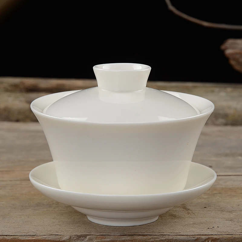 Семейный набор Gaiwan белый фарфоровый чайный чашка чайная церемония керамика кунг