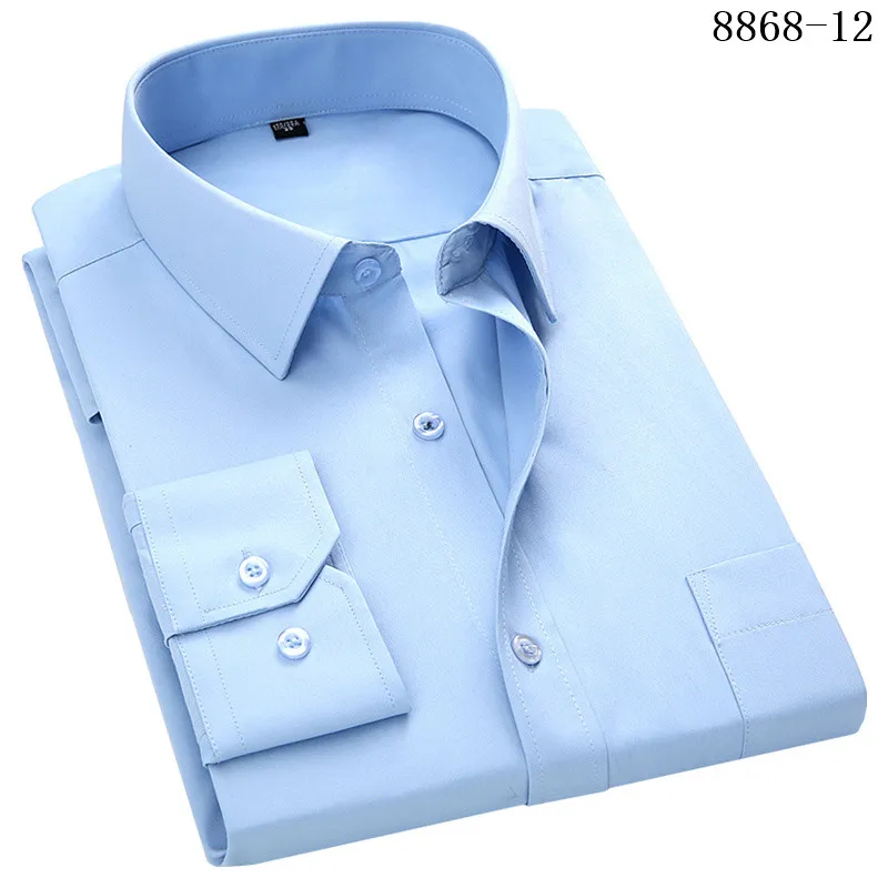 4XL 5XL 6XL 7XL 8XL большой размер мужская деловая Повседневная рубашка с длинными рукавами белая синяя Черная умная мужская деловая рубашка плюс - Цвет: 8868-12 Blue